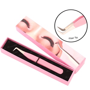 Custom All-Color Stainless Steel Lash Extension Tweezers <b>Strong</b> Hold Slim Straight Volume Fiber Tip with <b>Box</b> Packing - Product Image 2