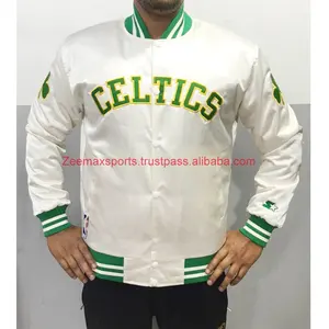 Celtics刺绣缎子夹克配NFL刺绣