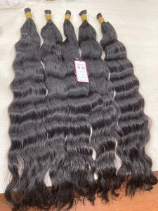 Venta al por mayor Virgen Remy Color negro natural Extensiones de cabello humano a granel Extensiones de cabello a granel ondulado natural - Product Image 4