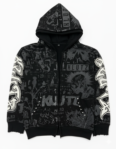 Sweat-shirt à capuche zippé unisexe Backend Dividends 2025, streetwear noir à manches longues, imprimé lettres, en coton, vêtement d'hiver, coupe oversize - Product Image 6