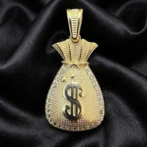 Colgante de Bolsa con Símbolo de Riqueza Personalizado, con Diamante Cultivado en Laboratorio, Plata de Ley 925, Joyería Hip Hop - Product Image 2