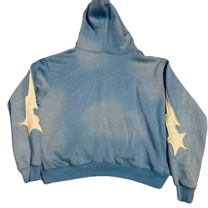 Sweat à capuche unisexe personnalisé en coton léger 100 % avec broderie vieillie, style streetwear hiver, séchage rapide, respirant, en polaire - Product Image 2