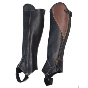 Étui en cuir véritable personnalisé OEM en gros, demi-guêtres robustes en cuir de vachette pour l'équitation, sacs de jambières LHC-0066 - Product Image 1