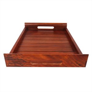Wooden serving <b>tray</b> classic design smooth polished surface ideal for serving food drinks snacks <b>kitchen</b> dining - Product Image 5