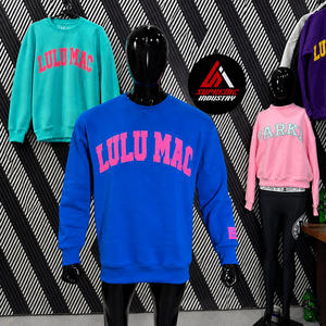 เสื้อสเวตเชิ้ตคอกลมทรงโอเวอร์ไซส์ Lulu Mac Custom Heavyweight พร้อมงานพิมพ์ลายพรีเมียม ปักอักษรแบบ Applique สไตล์สตรีทแวร์ ผ้าฝ้าย 100% - Product Image 3