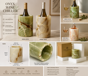 Refroidisseur à vin en onyx miel naturel 7,5 pouces, grande capacité, étanche, pour fêtes - Product Image 4