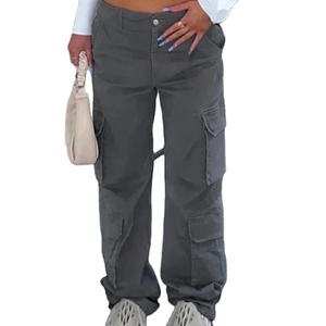 Custom OEM Manufacturer <b>Vintage</b> Pockets Mid Waist Streetwear Regular Fit Breathable Distressed Wash Pleated Pant Women <b>Trousers</b> - Product Image 5