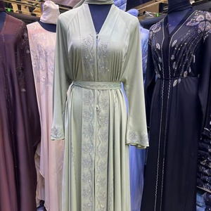 Abaya parapluie la plus vendue, style Dubaï, modeste, perlée et pailletée, à manches longues, traditionnelle musulmane, faite à la main, pour mariage, respirante, col en V pour femme - Product Image 1