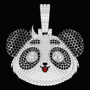 จี้รูปแพนด้าการ์ตูนน่ารัก D'VINS JEWELS รับรองโดย IGI ทองคำแท้ 14k ประดับเพชรแบบไมโครอินเซ็ต สไตล์ฮิปฮอป ของขวัญสำหรับผู้ชาย - Product Image 1