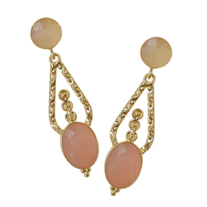Pendientes colgantes chapados en oro vintage con piedra de ágata y diseño geométrico para mujer, joyería de fiesta - Product Image 4