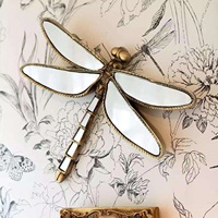 Miroir mural vintage en fer forgé, 4 mm d'épaisseur, bord poli, forme irrégulière papillon libellule, pour jardin d'amateurs de nature