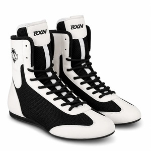 Zapatos de boxeo RXN de caña alta con cordones y malla transpirable para hombre, color blanco y negro - Product Image 1