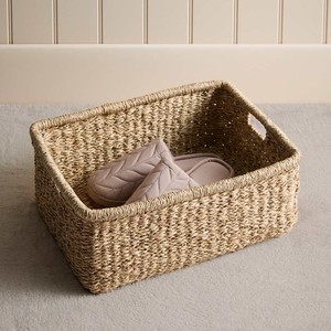 Panier de rangement rectangulaire en jonc de mer écologique, tressé à la main, naturel, pour la maison, la chambre, la salle de bain, vente en gros, fournitures en vrac - Product Image 1