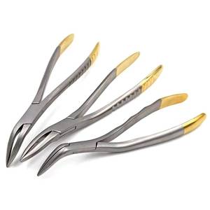 Pinzas Quirúrgicas Dentales Curvas de Acero Inoxidable con Mango Dorado, Juego de Instrumentos de Precisión con Certificación CE para Uso Clínico, Instrumentos QASIDEN - Product Image 1