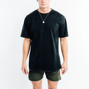 Fabricante de Camisetas Personalizadas de Punto Grueso 100% Algodón con Lavado Ácido, Logotipo Frontal, Alta Calidad, Estilo Vintage para Tallas Grandes, Secado Rápido - Product Image 1