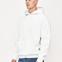 Sudadera con Capucha Blanca para Hombre, Corte Regular, Color Sólido, Informal, de Algodón, para Otoño