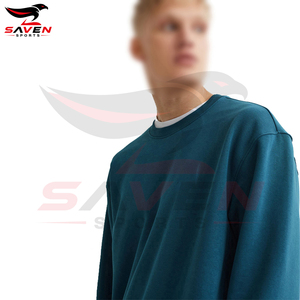 Sweat-shirt à col rond personnalisé OEM pour homme, en molleton épais, coton lourd, épaules tombantes, uni, coupe oversize - Product Image 4