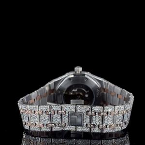 Custom <b>Men</b> Street Bling Iced Out Moissanite Diamond <b>Quartz</b> Movement Stainless Steel Fashion <b>Watch</b> Antique Business Glass Dial - Product Image 4