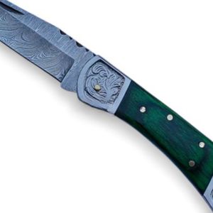 Premium Folding Knives Handmade Damascus <b>Steel</b> Pattern Blade with Decorative Bolster Ergonomic Handle for <b>Outdoor</b> Hunting - Product Image 4