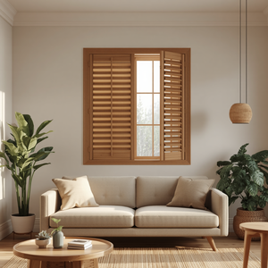 Farmhouse Solid Wood Shutters Modern Minimalist Design Interior <b>Window</b> <b>Panels</b> Wooden Louver Finished Bathroom Living Room Decor - Product Image 1