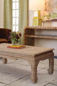 Table basse en rotin faite à la main, style côtier, mobilier moderne pour salon, plateau en osier, couleur naturelle - Product Image 5