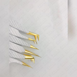 Juego de 6 Pinzas para Pestañas de Acero Inoxidable Blanco de Zullo Industries, Puntas Curvas y Rectas para Extensiones de Pestañas Precisas - Product Image 6