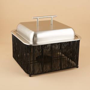 Plat à chafing carré moderne avec support en maille noire, chauffe-plats de buffet en acier inoxydable pour restaurants, hôtels et services de traiteur au Moyen-Orient - Product Image 5