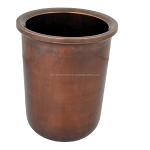 Jardinière ronde en métal avec motif gravé ancien, design de fleurs, pour la maison, le restaurant et le jardin - Utilisation écologique en extérieur/intérieur - Product Image 5