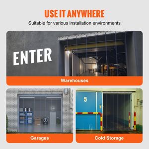 Tenda a Strisce in PVC Trasparente 244 cm Altezza x 122 cm Larghezza, Spessore 2 mm, 8 Pezzi, Strisce per Porte Industriali, Tende in Plastica per Porte Congelatore - Product Image 6