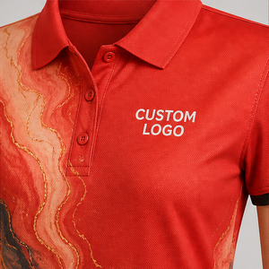 Custom Bright Red Charcoal Marble <b>Womens</b> <b>Polo</b> <b>Shirt</b> Quick Dry Breathable Short Sleeve Golf Team Uniform WPS-0861 - Product Image 6