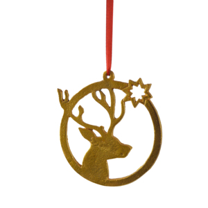 Fresh Arrivals Christmas Ornaments Modern Design Deer Shape Metal Christmas <b>Hanging</b> With <b>Star</b> Gold Finishing - Product Image 3