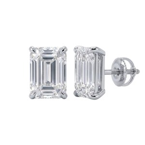 2CT Each <b>Emerald</b> Moissanite Solitaire <b>Stud</b> <b>Earrings</b> 925 Sterling Silver Wedding Party Sparkly Promise Gift For Lovers - Product Image 1