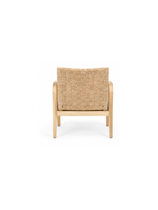 Fauteuil en rotin moderne avec structure en bois et revêtement en lin, design scandinave, meubles de salon - Product Image 6