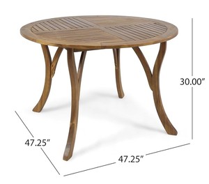 Ensemble de jardin en teck pour l'extérieur, table ronde avec 4 chaises, mobilier de patio en bois contemporain, résistant aux intempéries, design en bois massif - Product Image 5