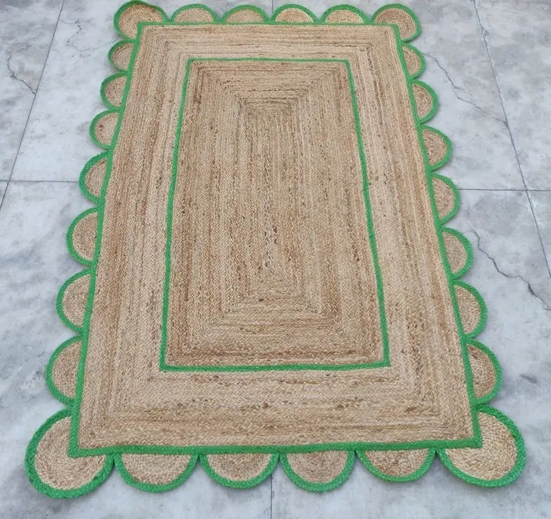 Tikli-alfombra de Yute Natural hecha a mano para uso en exteriores, alfombra rectangular de color Natural para el salón, venta al por mayor