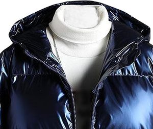 Solid Color High Shiny Glossy Puffer <b>Jacket</b> Windproof <b>Waterproof</b> Bubble <b>Jacket</b> Oversized Streetwear Men <b>Winter</b> Hoodie Breathable - Product Image 4
