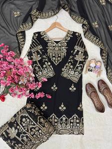 Enhance the Beauty of Your Wardrobe with This Newly Launched Modern Salwar Kameez <b>Flared</b> Plazzo Set in Faux Georgette - Product Image 4