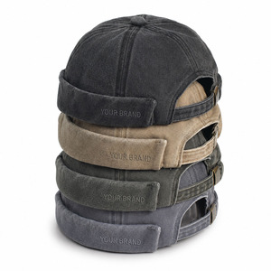 <b>Brimless</b> Docker <b>Cap</b> Adjustable Strap Beanie Curved Brim Vintage Casual Outdoor Hat Custom Logo - Product Image 4