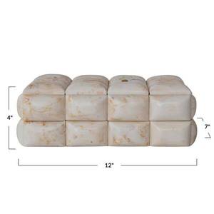 Boîte à bijoux artisanale en résine blanche crémeuse avec incrustations, boîte de rangement rectangulaire multi-usages en laque au design unique - Product Image 6