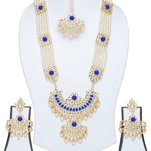 Indian Stylish Layered Pearl Rani Haar Long Kundan Necklace Jewellery Set Wedding Engagement Party Gift Antique Gold Plated - Product Image 2