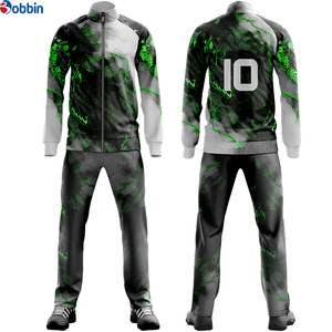 ชุดวอร์มผู้ชายแบบสปอร์ต ซิปเต็มตัว พิมพ์ลายแบบ Sublimation สีเขียวดำ ผ้าโพลีเอสเตอร์ ทรงปกติ ใส่ได้ในฤดูใบไม้ร่วง ระบายอากาศได้ดี - Product Image 1