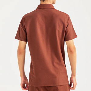 เสื้อเชิ้ตผู้ชายแฟชั่น พิมพ์โลโก้ตามสั่ง ผ้าฝ้ายเจอร์ซีย์ 100% แห้งเร็ว แขนสั้น ผ้าถักเนื้อแน่น ขายส่ง - Product Image 3