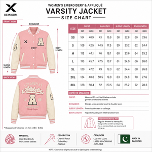 Chaqueta Varsity para Mujer, Color Sólido, Manga Larga, Cuello Camisero, Diseño con Letras Bordadas, para Otoño, ODM, Logotipo Personalizado en la Parte Delantera - Product Image 5