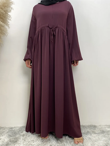 Abaya Ramadan Modeste Simple Droite en Mousseline pour Femme - Taille Naturelle Longueur Ras du Sol 100% Coton Écologique Respirant Musulman - Product Image 4