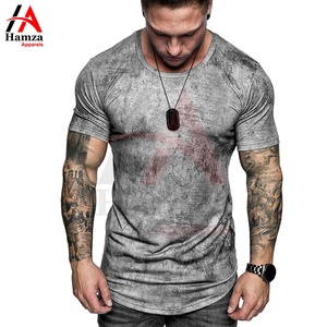 Camiseta de compresión con cuello redondo para hombre con estilo Ajuste cómodo Diseño de moda Estampado gráfico azul 100% algodón Venta al por mayor Ropa deportiva - Product Image 3