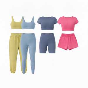 Conjunto de Yoga de 2 Piezas para Mujer con Logotipo Personalizado de Alta Calidad, Bra Deportivo Sin Costuras, Leggings, Pantalones Deportivos, Shorts de Ciclismo, Ropa Deportiva para Gimnasio - Product Image 3