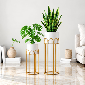 Jardinière contemporaine en métal avec support élégant surélevé pour plantes d'intérieur et d'extérieur, balcon, jardin, salon, patio - Product Image 3