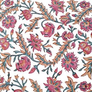 Tela estampada con bloque de mano Floral indio de algodón puro 100% para bolsos de ropa de mujer, incluidos accesorios para niñas y niños - Product Image 1