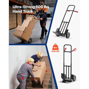 Carrello Portatile Robusto con Capacità di Carico di 600 Libbre, Manico Telescopico e Ruote - Product Image 2
