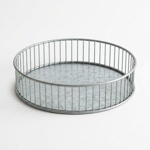 Bandeja Decorativa de Hierro Galvanizado Natural Hecha a Mano con Borde Abierto de 25 cm para Decoración del Hogar - Product Image 1